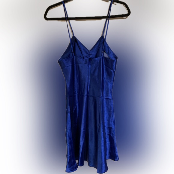 Royal Blue women’s sz Small Vintage Mini Slip Dress Victoria’s Secret Gold label - Picture 2 of 7